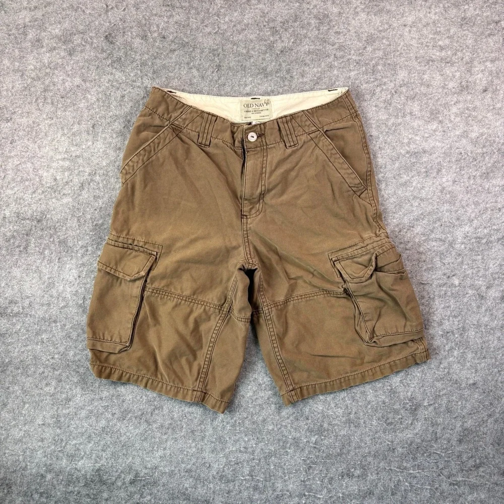 Old Navy Mens Brown Cotton Canvas Cargo Shorts Size 14 Regular Utility Outdoor